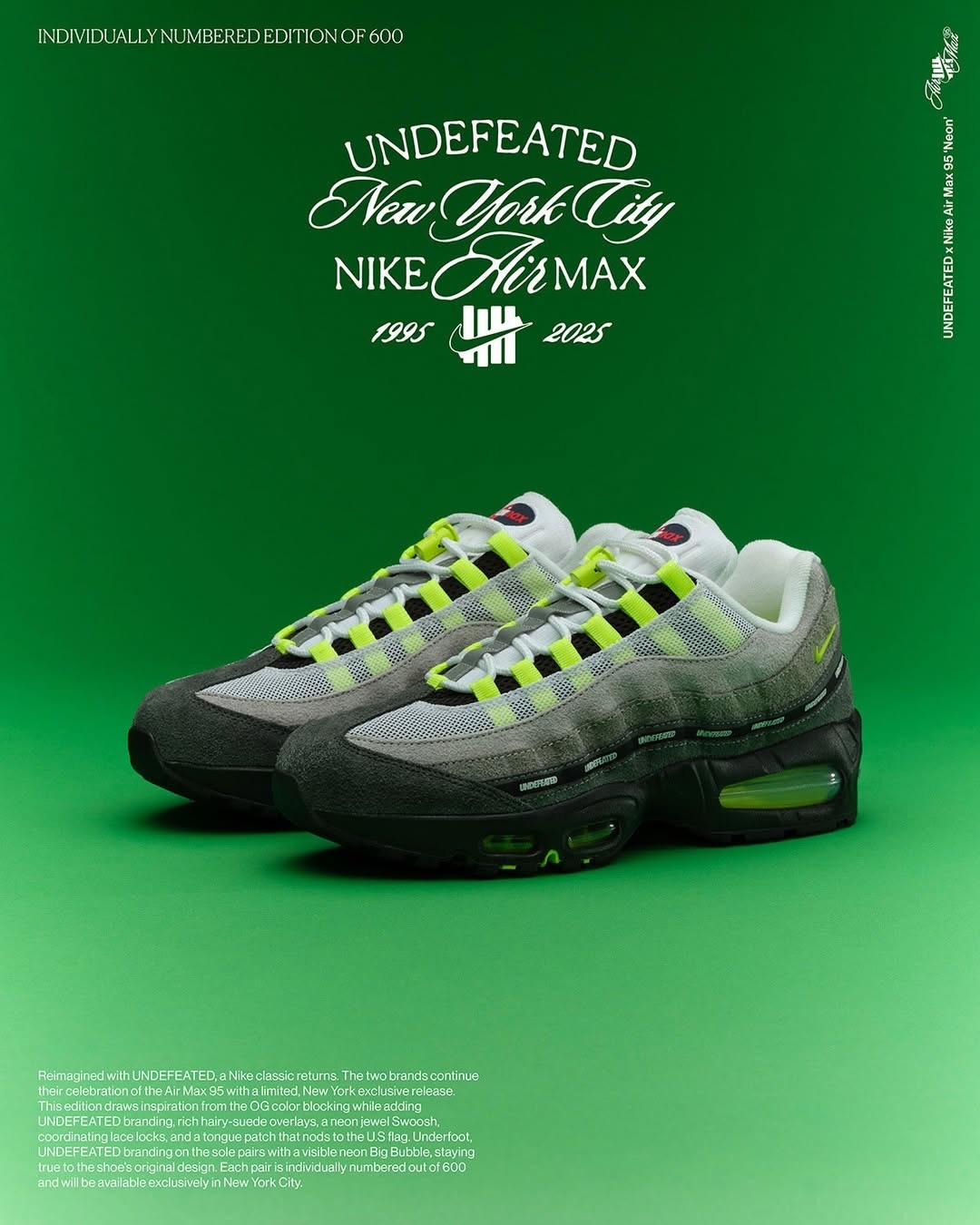 【2025年 12/14 発売】UNDEFEATED × NIKE AIR MAX 95 SP (アンディフィーテッド ナイキ エア マックス 95) [IB4453-001/IB4453-100/IB4523-001/IB4523-002/IB4523-003/IB4523-004/IB4523-200]