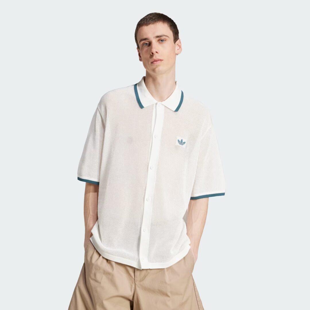 アディダス オリジナルスから気楽に着こなせるデザインの「ボタン ニットシャツ」が発売 (adidas Originals Button Knit Shirt) [KC3526]