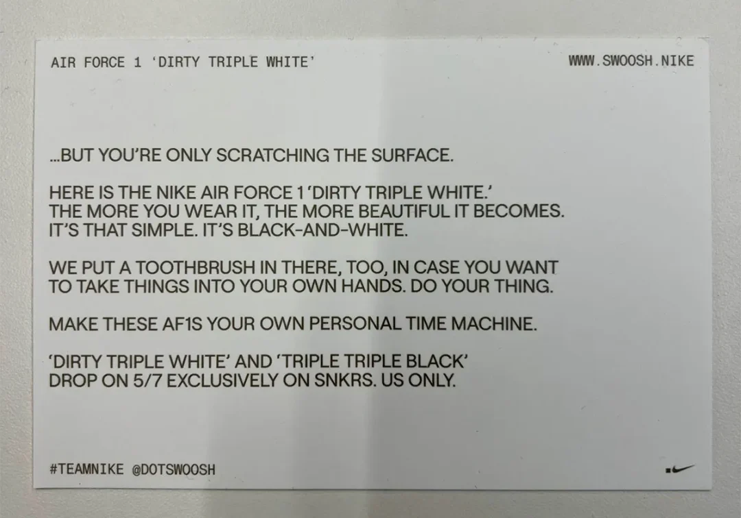 【2025年 5/7 発売予定】.SWOOSH × NIKE AIR FORCE 1 “Dirty Triple White” (ドットスウッシュ ナイキ エア マックス 1 “ダーティトリプルホワイト”) [HJ9348-001]