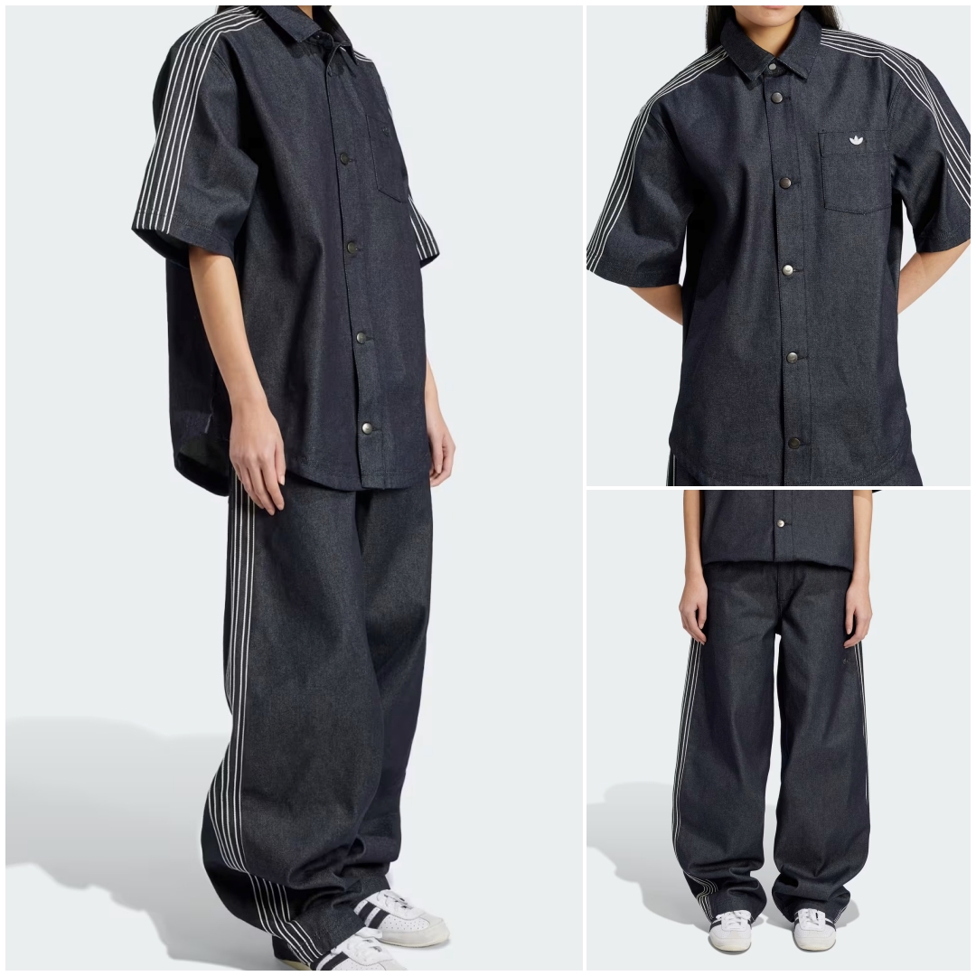 「アディダス」からサイドのスリーストライプスがアクセントのデニムアイテムが発売 (adidas Denim shirts pants) [JJ3146/JJ3145]