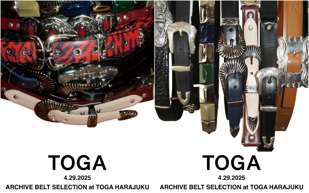 TOGAの過去シーズンよりセレクトされたアーカイブのベルトがトーガ原宿店にて2025年 4/29 から限定発売