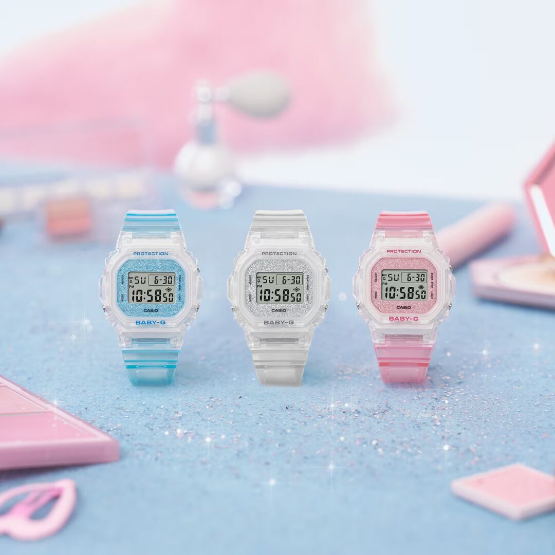 G-SHOCKからキラキラ輝くグリッターダイアル & スケルトン バンドデザインモデル “BGD-565GC-7JF”が発売 (Gショック ジーショック)
