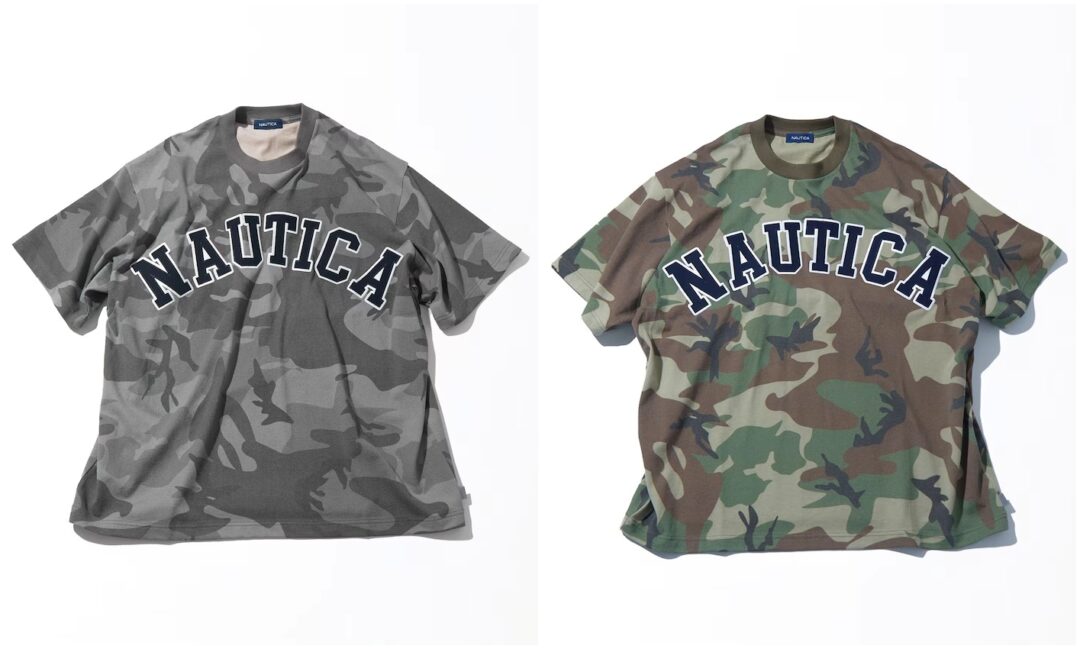 NAUTICA "ビックシルエット アーチロゴ カモフラ柄 クルーネックTシャツ"が発売 (ノーティカ)