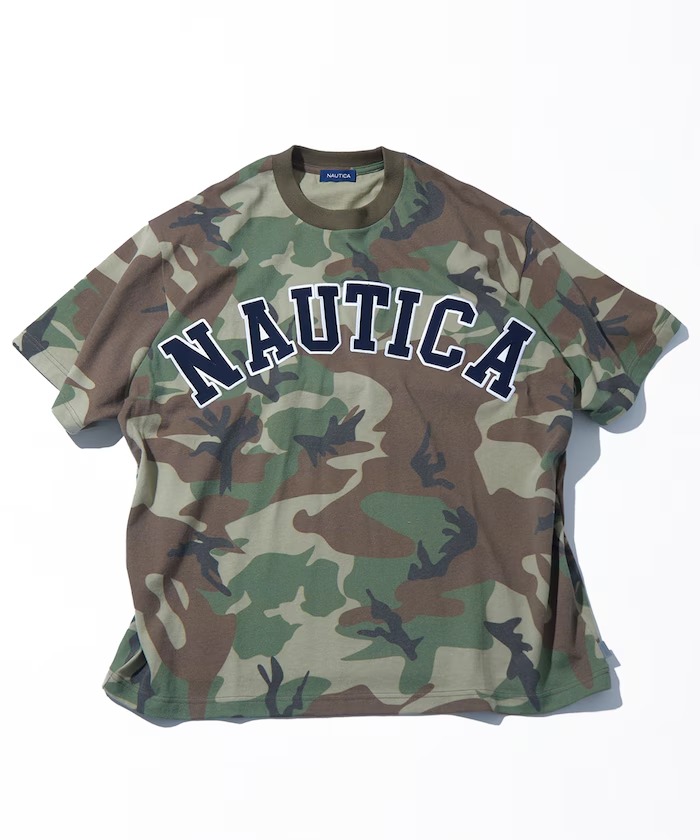 NAUTICA “ビックシルエット アーチロゴ カモフラ柄 クルーネックTシャツ”が発売 (ノーティカ)