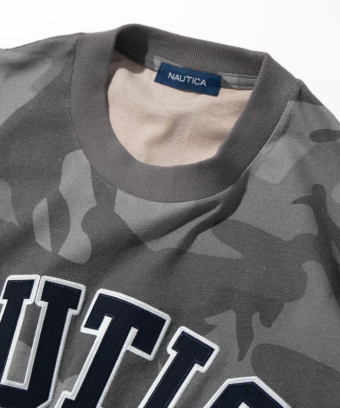 NAUTICA “ビックシルエット アーチロゴ カモフラ柄 クルーネックTシャツ”が発売 (ノーティカ)