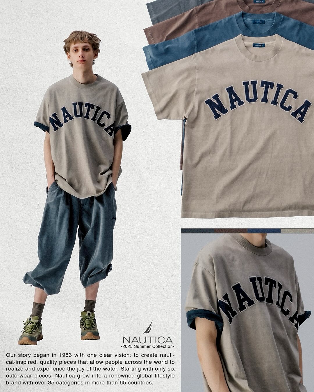 NAUTICA 2025 SUMMER “Pigment Dyed Arch Logo S/S Tee" (ノーティカ)