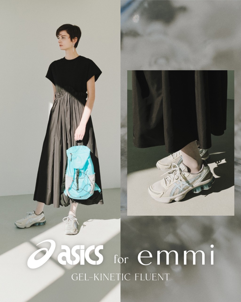 【2025年 7/17 発売】emmi x ASICS GEL-KINETIC FLUENT “White” (エミ アシックス ゲルキネティック) [1203A958.100]