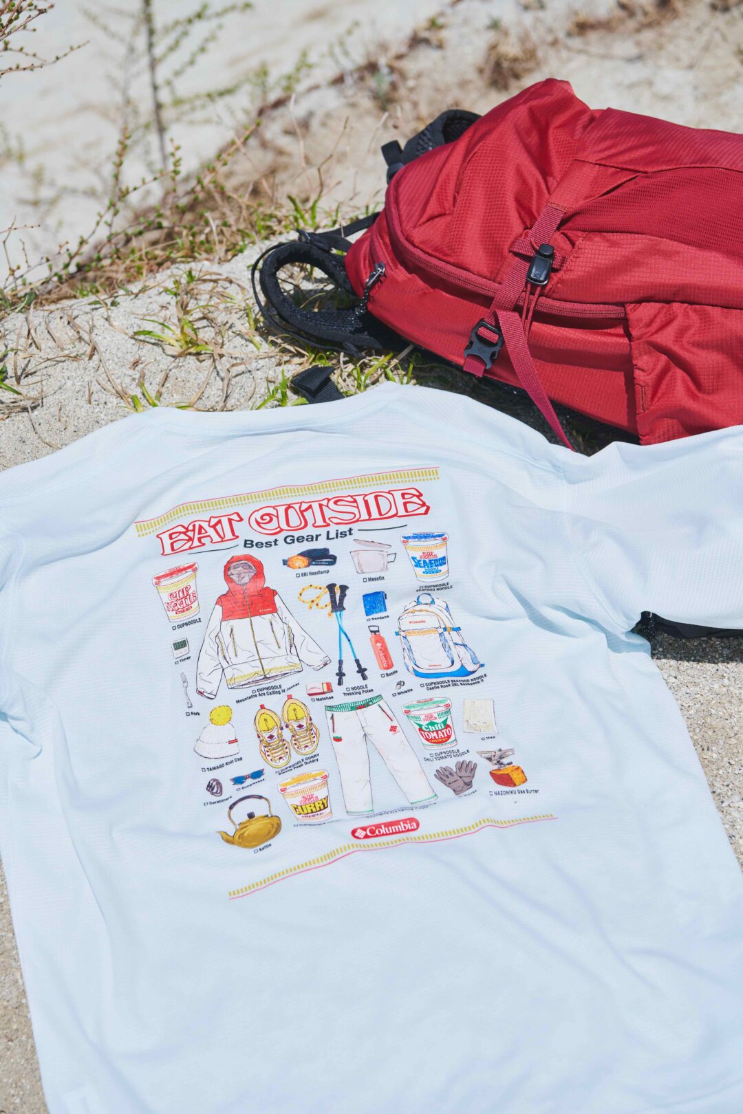 コロンビア × カップヌードル コラボ第4弾「接触冷感＋発汗冷却機能 ショートスリーブTシャツ」が6/20 発売 (Columbia)