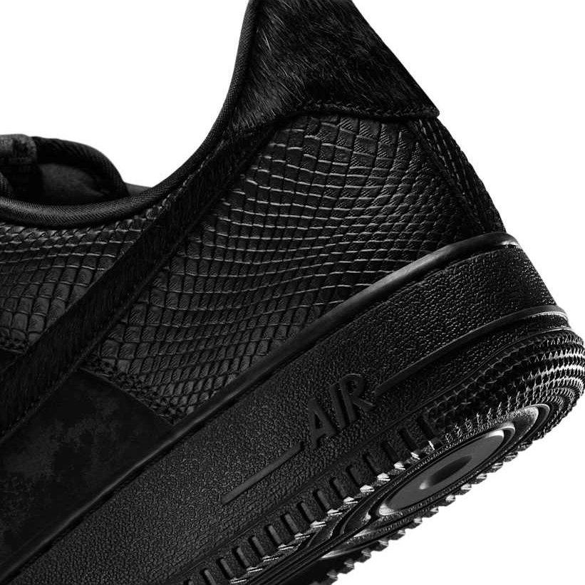 【2025年 発売予定】NIKE AIR FORCE 1 LOW “Triple Black/Pony Hair/Snake Skin” (ナイキ エア フォース 1 ロー “トリプルブラック/ポニーヘア/スネークスキン”) [HQ1977-001]