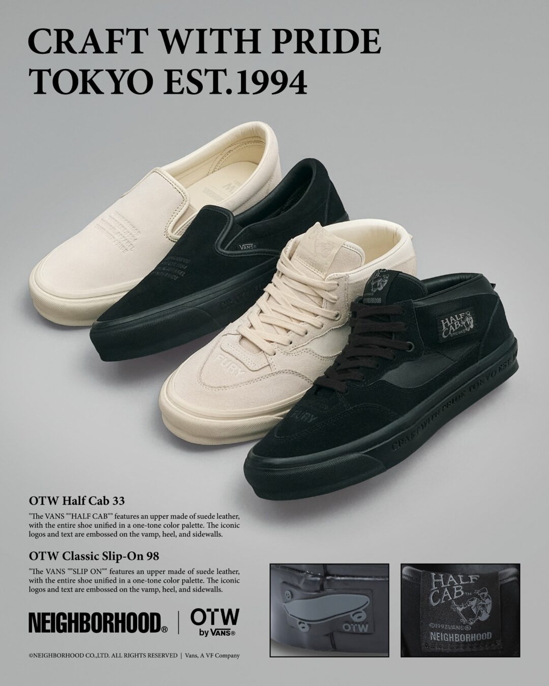 【2025年 6/28 発売】NEIGHBORHOOD × OTW by Vans HALF CAB & CLASSIC SLIP-ON 98 2025 SS (ネイバーフッド バンズ)