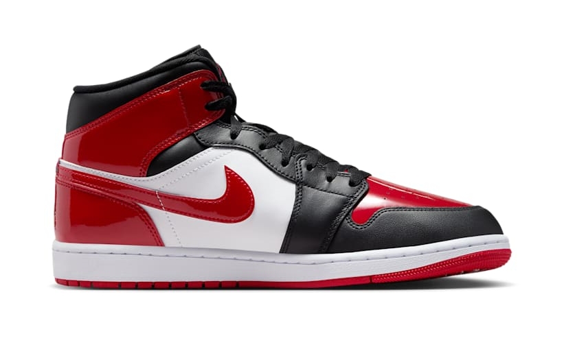 【2025年 発売予定】NIKE AIR JORDAN 1 MID “Black/Patent Varsity Red” (ナイキ エア ジョーダン 1 ミッド “ブラック/パテント バーシティレッド”) [HV4091-006]