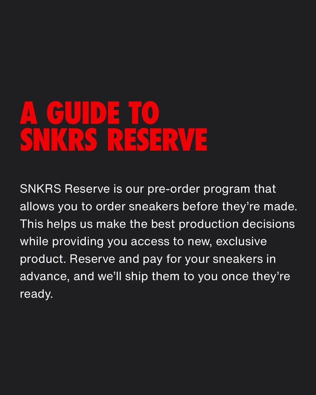 ナイキの予約注文システム「SNKRS RESERVE」が海外で始動予定 (NIKE スニーカーズ リザーブ)