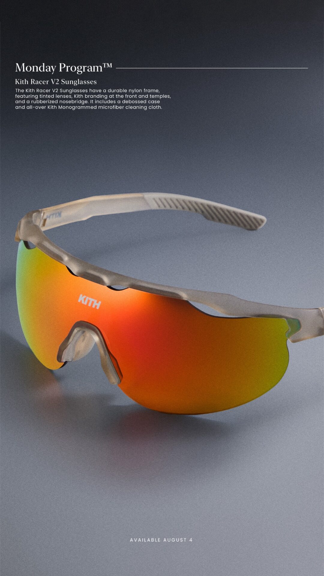 【Kith Racer V2 Sunglasses】MONDAY PROGRAMが国内 2025年 8/4 発売 (キス 2025年 春夏)