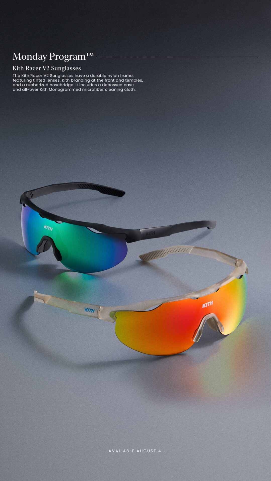 【Kith Racer V2 Sunglasses】MONDAY PROGRAMが国内 2025年 8/4 発売 (キス 2025年 春夏)