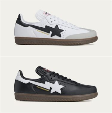 【2025年 秋 発売予定】A BATHING APE × adidas Originals SAMBA “Core Black/Footwear White” (ア ベイシング エイプ アディダス オリジナルス サンバ “ブラック/ホワイト”) [JR9245/JR9246]