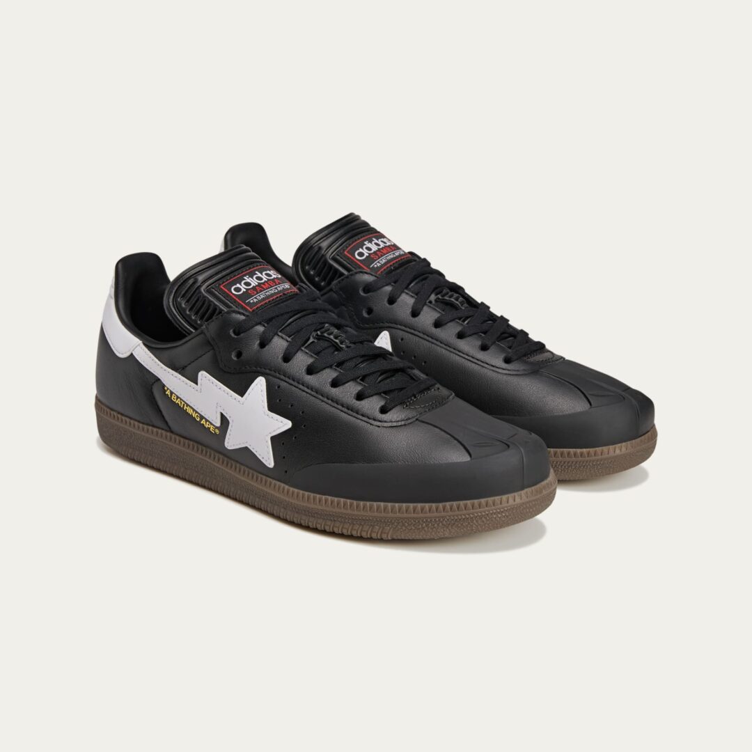 【2025年 秋 発売予定】A BATHING APE × adidas Originals SAMBA “Core Black/Footwear White” (ア ベイシング エイプ アディダス オリジナルス サンバ “ブラック/ホワイト”) [JR9245/JR9246]