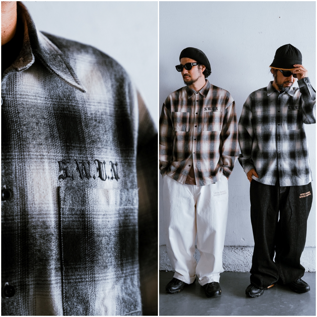 【抽選販売】S.W.U.N “Embroidered Flannel Shirts” 2カラー (エスダブルユーエヌ “エンブロイダリー フランネル シャツ”)