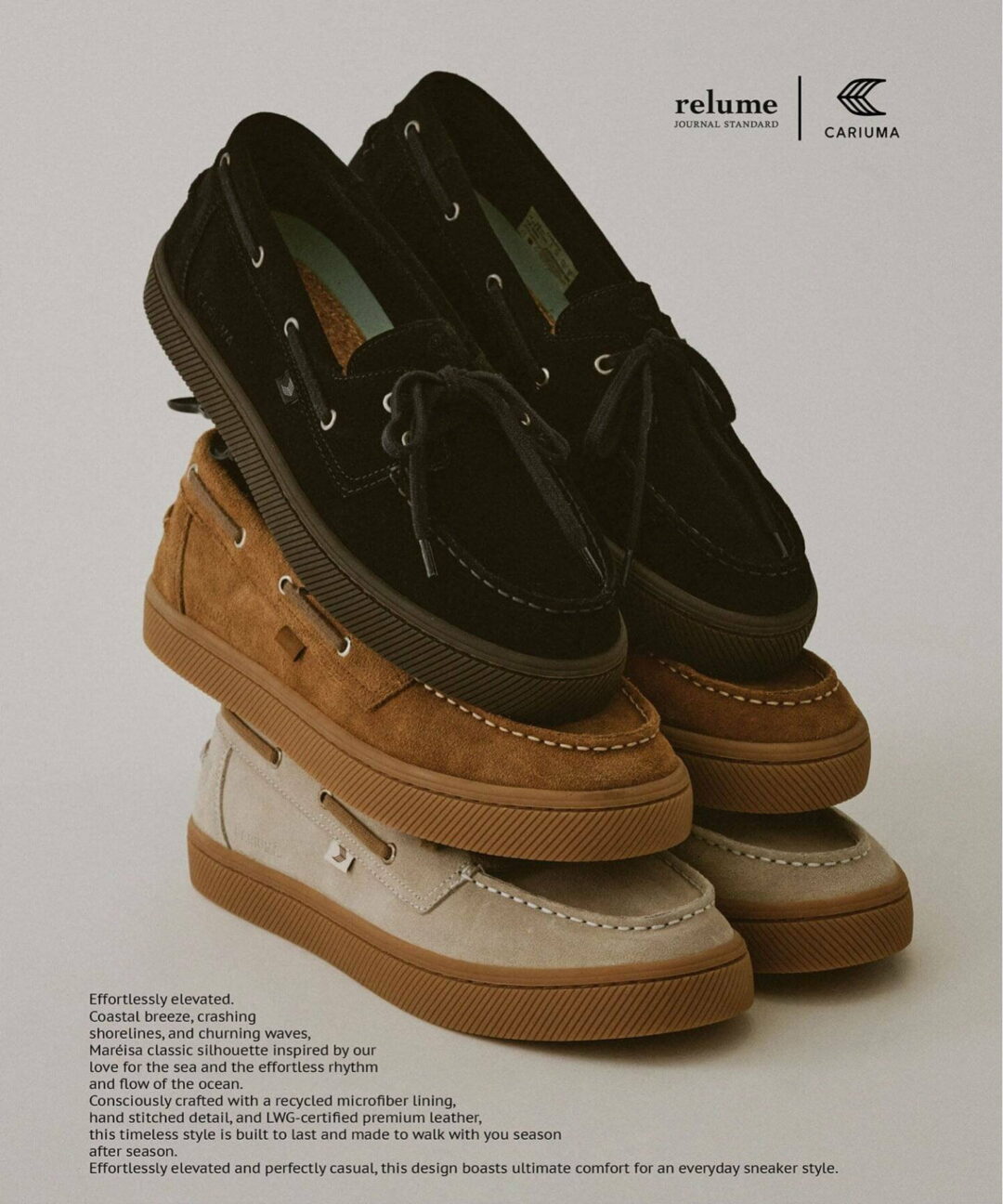 【国内初別注】CARIUMA × JOURNAL STANDARD relume "別注 マレ ボートシューズ"が2025年 10/10 発売 (カリウマ ジャーナルスタンダード)