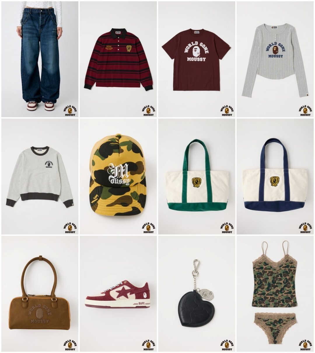A BATHING APE × MOUSSY スペシャルコラボコレクションが2025年 9/19 発売 (ア ベイシング エイプ マウジー)
