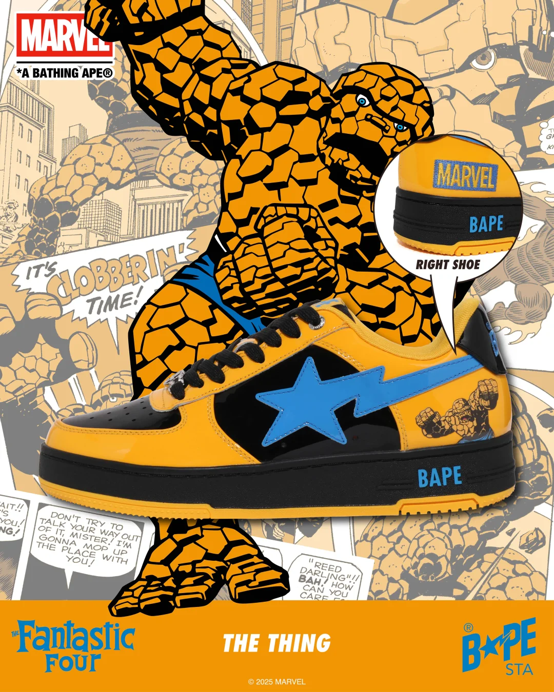 MARVEL × A BATHING APE 「ファンタスティック・フォー」コレクションが2025年 9/27 発売 (マーベル ア ベイシング エイプ The Fantastic Four)