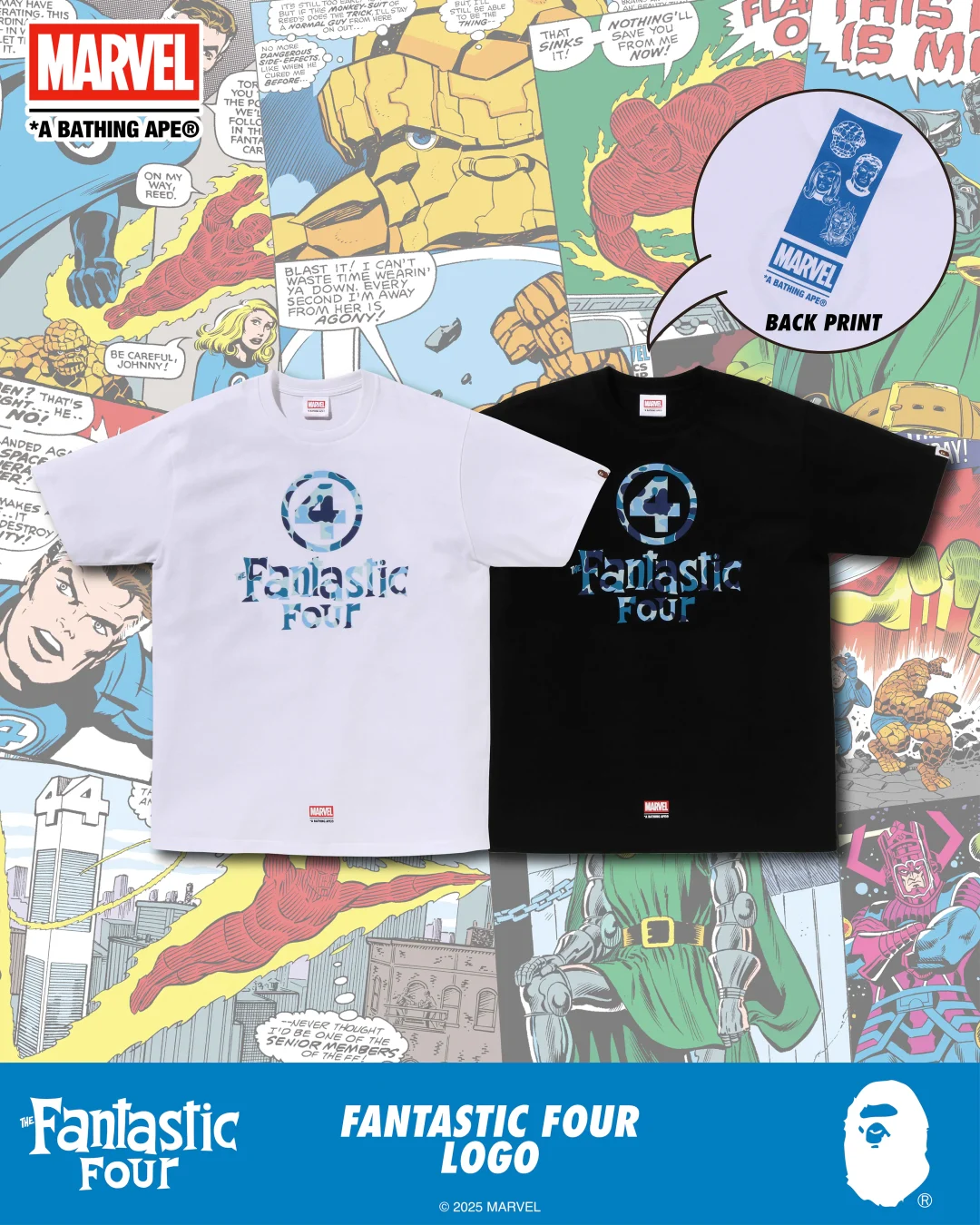 MARVEL × A BATHING APE 「ファンタスティック・フォー」コレクションが2025年 9/27 発売 (マーベル ア ベイシング エイプ The Fantastic Four)