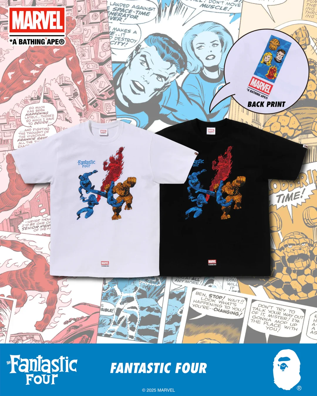 MARVEL × A BATHING APE 「ファンタスティック・フォー」コレクションが2025年 9/27 発売 (マーベル ア ベイシング エイプ The Fantastic Four)