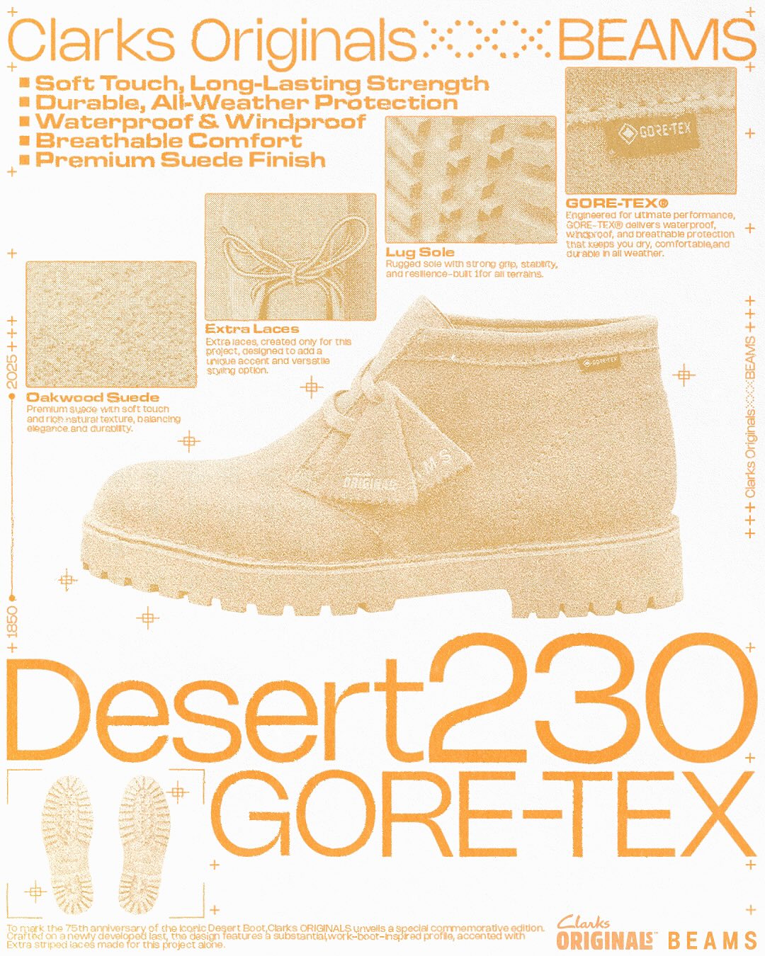 BEAMS × Clarks ORIGINALS “Desert230 GTX”が2025年 10/25 発売 (ビームス クラークス ゴアテックス GORE-TEX)