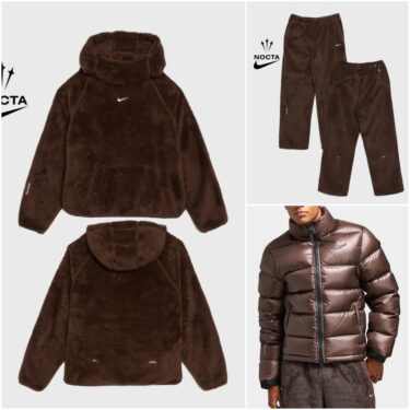 【2025年 11月 発売】Drake NOCTA × NIKE 最新アパレルコレクション “Brown Chalet Polar Set & Sunset Puffer Jacket” (ドレイク ノクタ ナイキ)