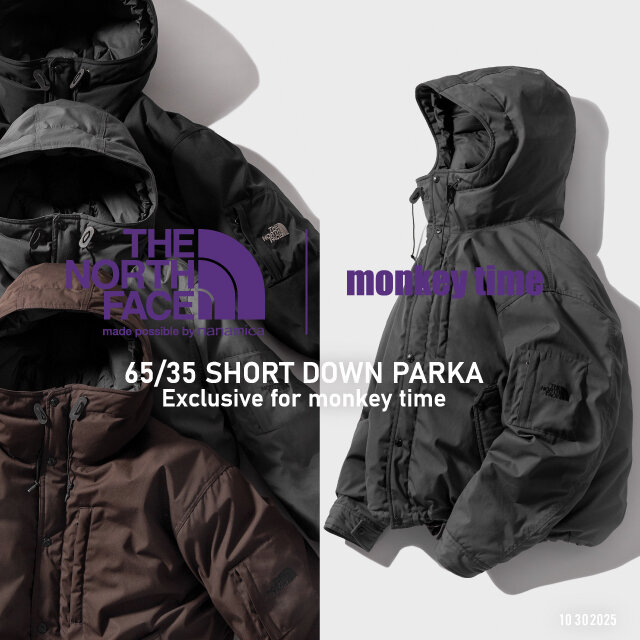 THE NORTH FACE PURPLE LABEL 65/35 SHORT DOWN PARKA for monkey time 2025 FWが10/29 発売 (ザ・ノース・フェイス パープルレーベル モンキータイム ショートダウン パーカー)
