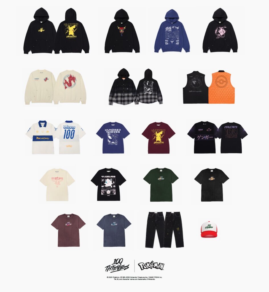 100 Thieves × Pokemon 2025 FW コラボが10/25 発売 (ハンドレッドシーヴス ポケモン)