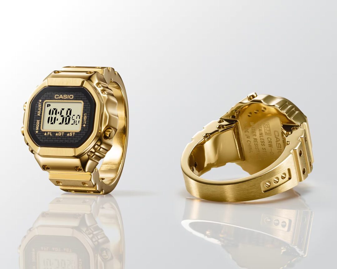ゴールドカラーのカシオ リングウォッチ「CRW-001G-9JR」が2025年 10月 発売 (CASIO RING WATCH)