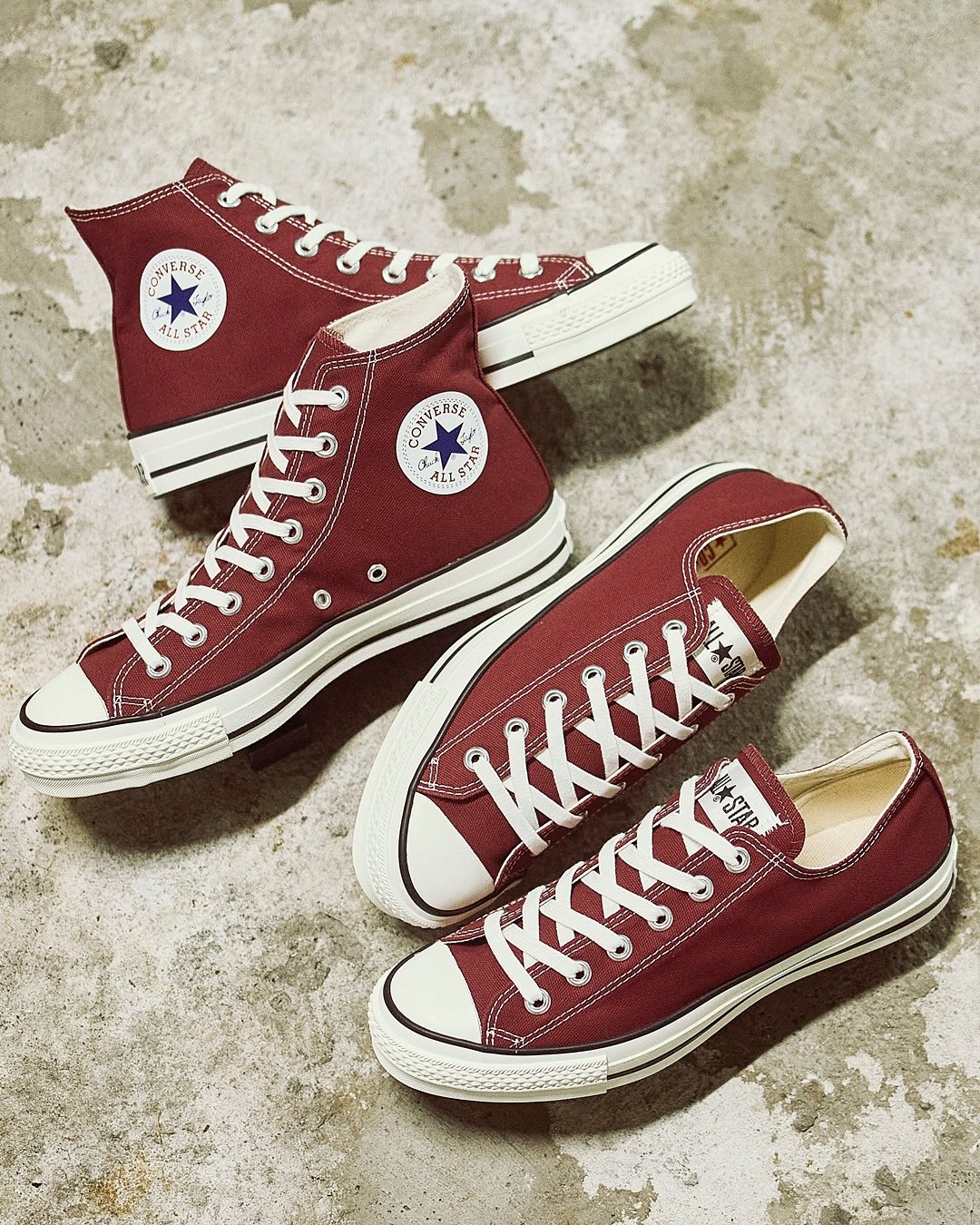 【2025年 11/14 発売】CONVERSE CANVAS ALL STAR J OX/HI “Burgundy” (コンバース キャンバス オールスター “バーガンディー”) [31316720/31316710]