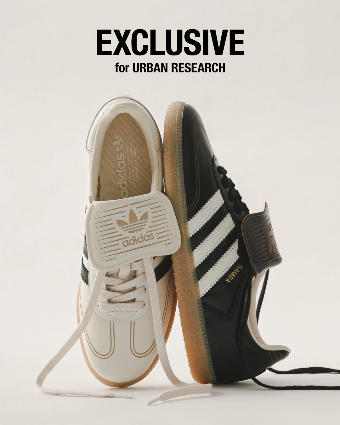 【2026年 1月下旬 発売予定】URBAN RESEARCH EXCLUSIVE adidas Originals SAMBA Long Tongues “White/Black/Gold” (アーバンリサーチ アディダス オリジナルス サンバ ロングタン “ホワイト/ブラック/ゴールド”)