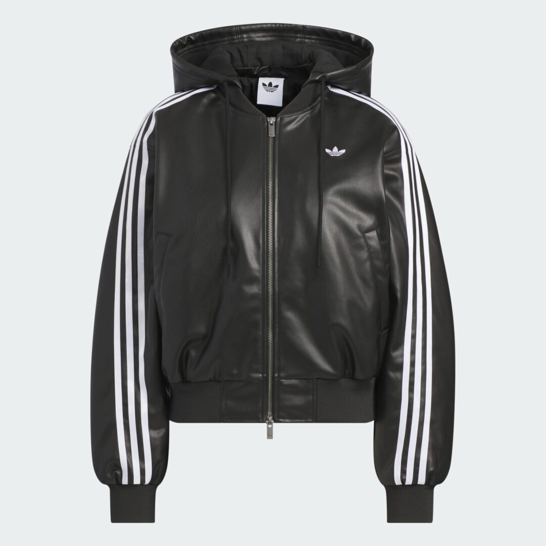 adidas Originals Hooded Leather Jacket Pad “Black”が海外発売 (アディダス オリジナルス フーディ レザー ジャケット “ブラック”) [KU6857]