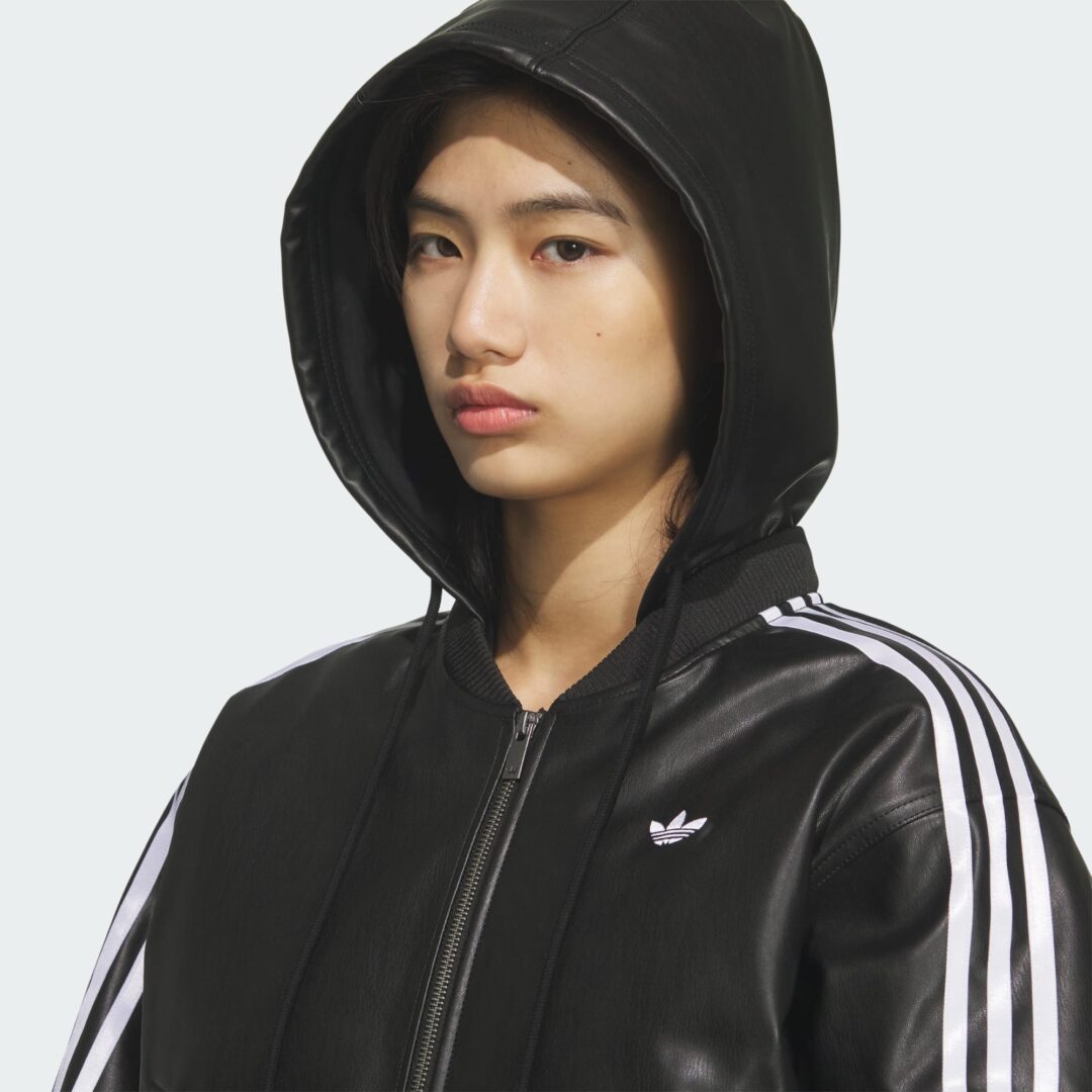 adidas Originals Hooded Leather Jacket Pad “Black”が海外発売 (アディダス オリジナルス フーディ レザー ジャケット “ブラック”) [KU6857]