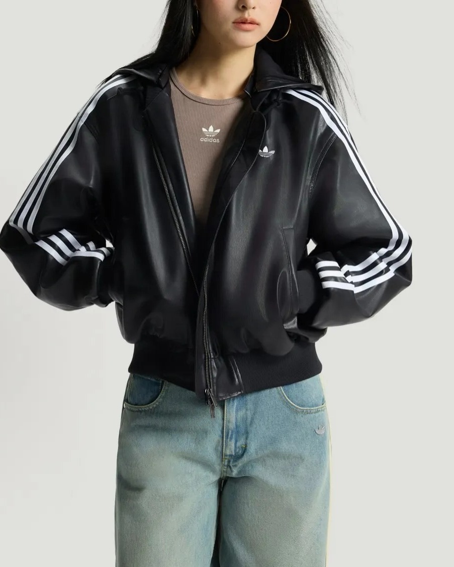 adidas Originals Hooded Leather Jacket Pad “Black”が海外発売 (アディダス オリジナルス フーディ レザー ジャケット “ブラック”) [KU6857]