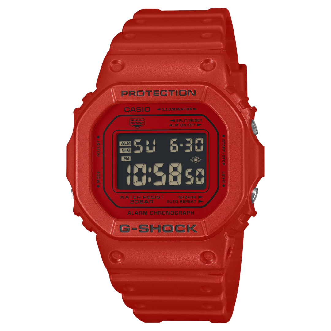 G-SHOCKブランドカラーである赤にこだわったIconic Styles “DW-5600RRB-4JF”が2025年 12/5 発売 (Gショック ジーショック)