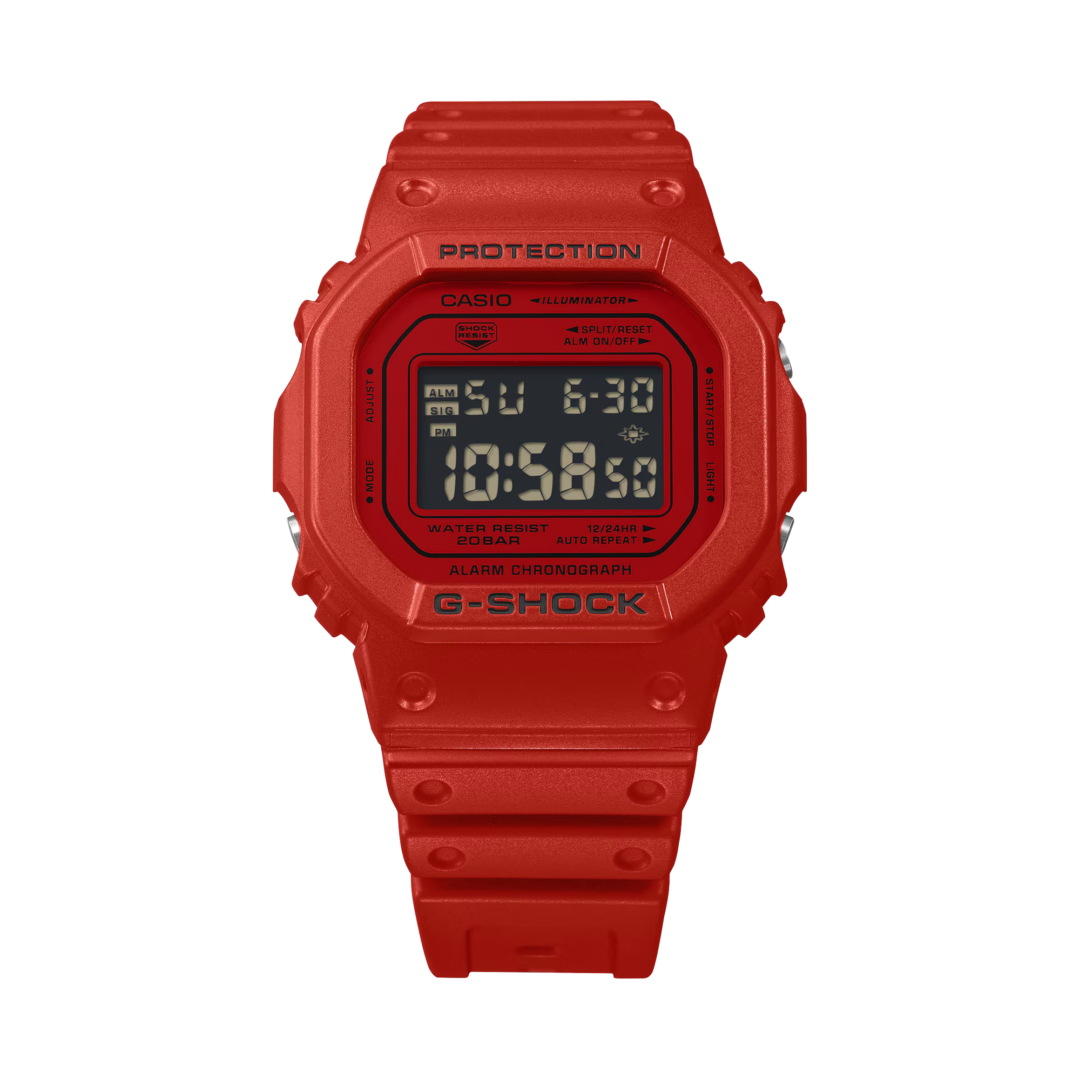 G-SHOCKブランドカラーである赤にこだわったIconic Styles “DW-5600RRB-4JF”が2025年 12/5 発売 (Gショック ジーショック)