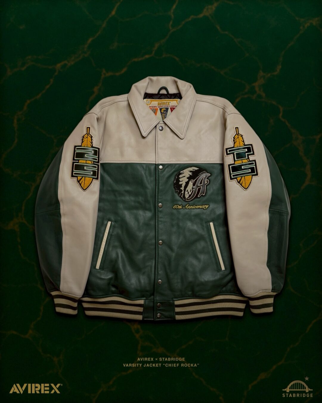 AVIREX × STABRIDGE “VARSITY JACKET CHIEF ROCKA”が2025年 12/27 発売 (アヴィレックス スタブリッジ “バーシティジャケット”)