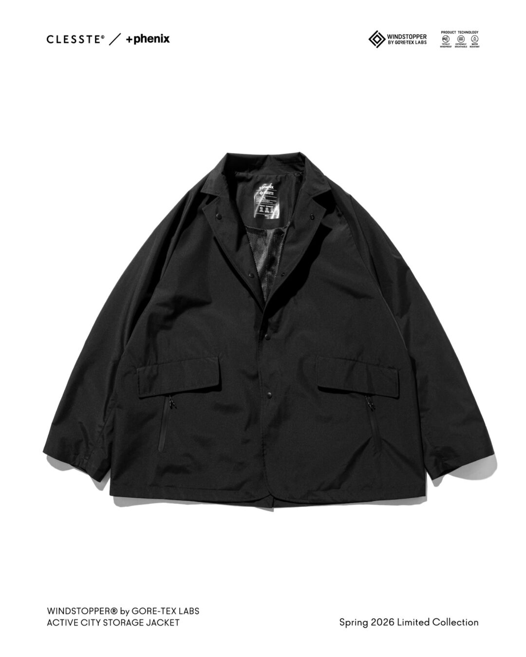 CLESSTE × Plus Phenix 2026 SS 別注 “WINDSTOPPER by GORE-TEX LABS ACTIVE CITY STORAGE JACKET”が1/31 発売 (クレスト プラスフェニックス ゴアテックス ウィンドストッパー ジャケット)