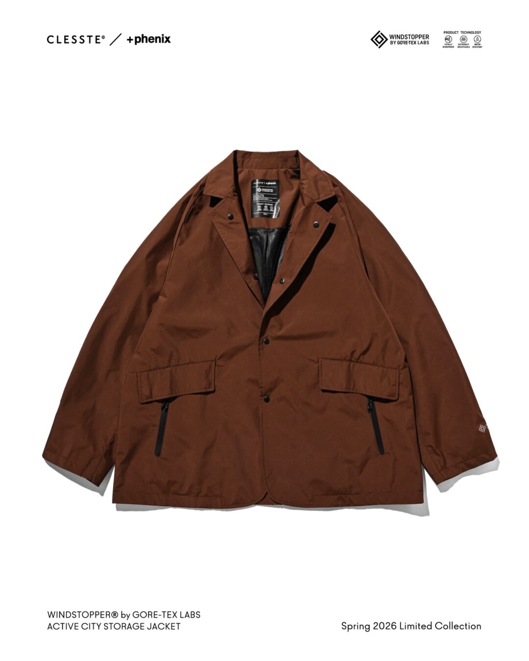 CLESSTE × Plus Phenix 2026 SS 別注 “WINDSTOPPER by GORE-TEX LABS ACTIVE CITY STORAGE JACKET”が1/31 発売 (クレスト プラスフェニックス ゴアテックス ウィンドストッパー ジャケット)