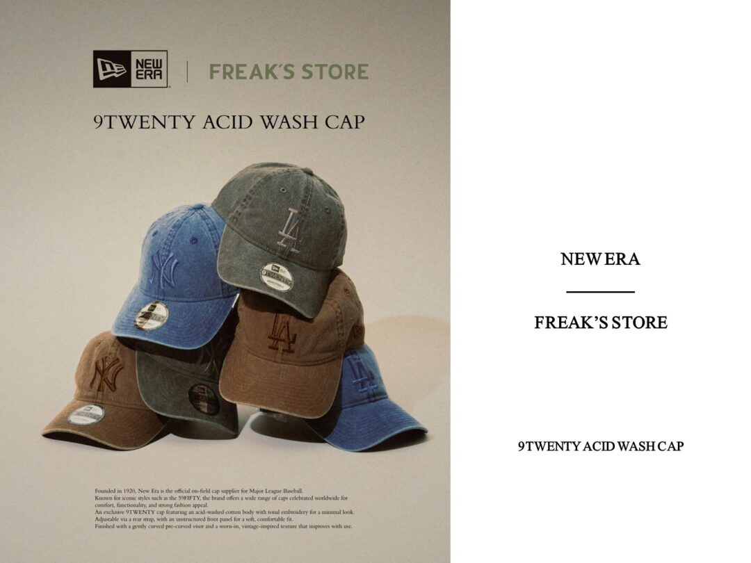 FREAK'S STORE × New Era 別注 "9TWENTY ACIDWASH CAP"が発売 (フリークスストア ニューエラ)
