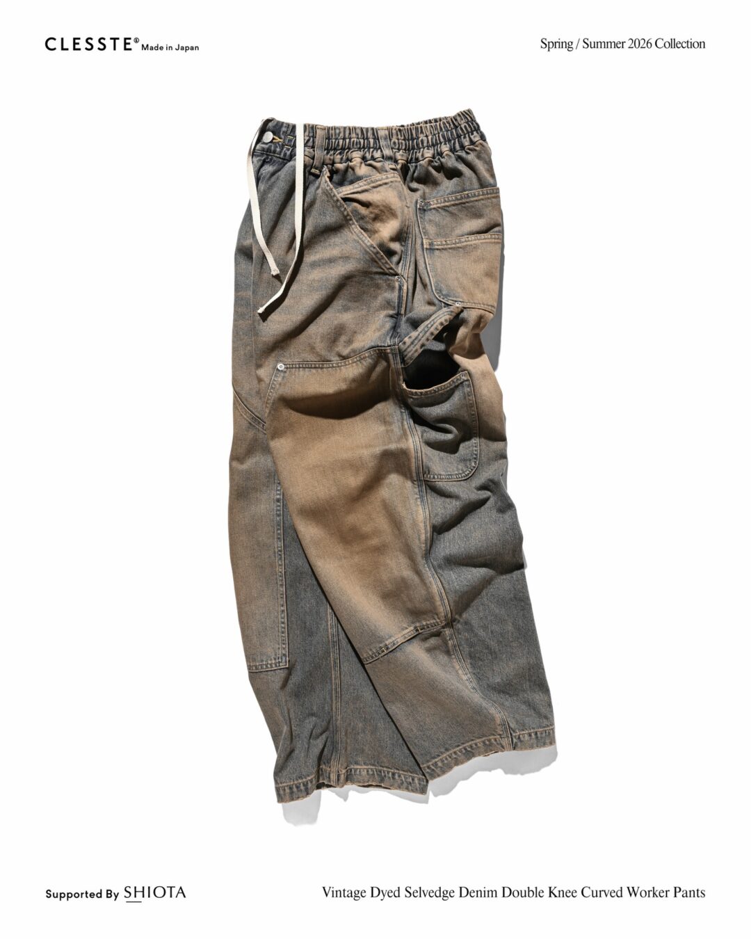 CLESSTE 2026 SS “VINTAGE DYED SELVEDGE DENIM CITY UTILITY JACKET & DYED SELVEDGE DENIM DOUBLE KNEE CURVED WORKER PANTS”が1/17 発売 (クレスト ビンテージ デニム ジャケット パンツ)