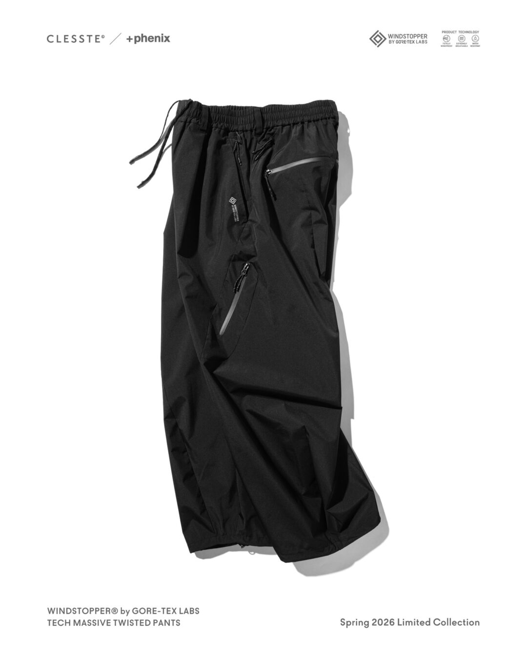 CLESSTE × Plus Phenix 2026 SS 別注 “GORE-TEX WINDSTOPPER LABS TECH MASSIVE TWISTED PANTS”が1/10 発売 (クレスト プラスフェニックス ゴアテックス ウィンドストッパー パンツ)