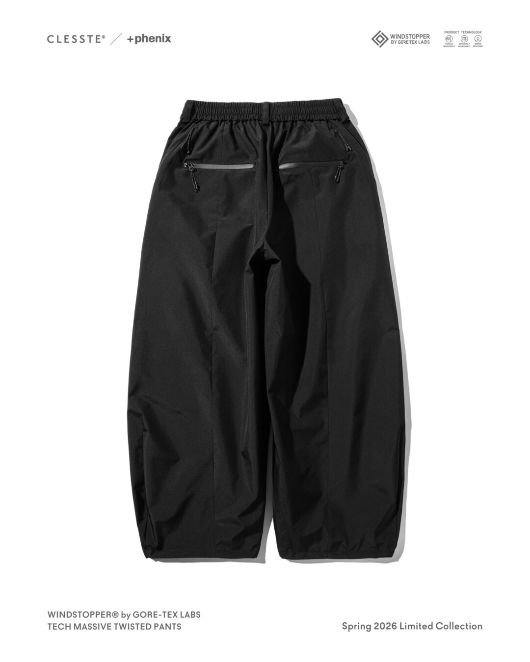 CLESSTE × Plus Phenix 2026 SS 別注 “GORE-TEX WINDSTOPPER LABS TECH MASSIVE TWISTED PANTS”が1/10 発売 (クレスト プラスフェニックス ゴアテックス ウィンドストッパー パンツ)