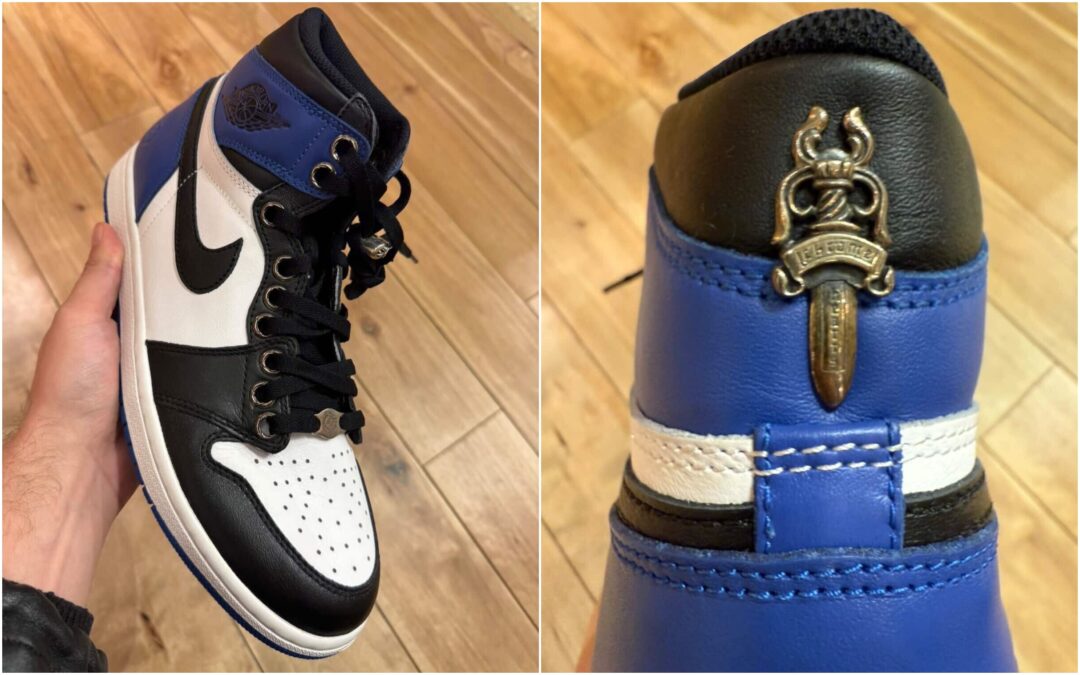 カスタムのChrome Hearts × FRAGMENT × NIKE AIR JORDAN 1 HIGH “Black/Sport Blue”が公開 (クロムハーツ フラグメント ナイキ エア ジョーダン 1 ハイ “ロイヤル”)