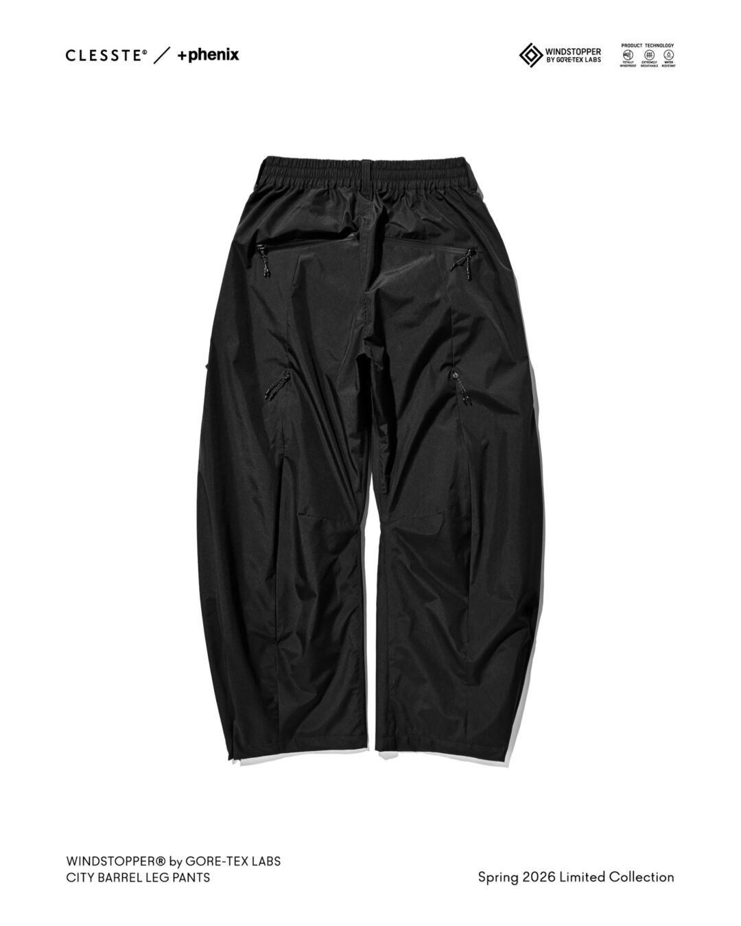 CLESSTE × Plus Phenix 2026 SS 別注 “WINDSTOPPER by GORE-TEX CITY BARREL LEG PANTS”が1/31 発売 (クレスト プラスフェニックス ゴアテックス ウィンドストッパー パンツ)