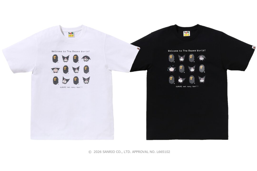 クロミ & ハローキティとタッグを組んだ A BATHING APE × SANRIO CHARACTERS コラボが2026年 2/28 発売 (ア ベイシング エイプ サンリオ KUROMI HELLO KITTY)