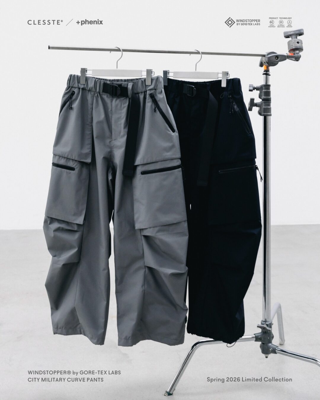 CLESSTE × Plus Phenix 2026 SS 別注 “WINDSTOPPER by GORE-TEX LABS CITY MILITARY CURVE PANTS”が2/22 & 2/25 発売 (クレスト プラスフェニックス ゴアテックス ウィンドストッパー パンツ)
