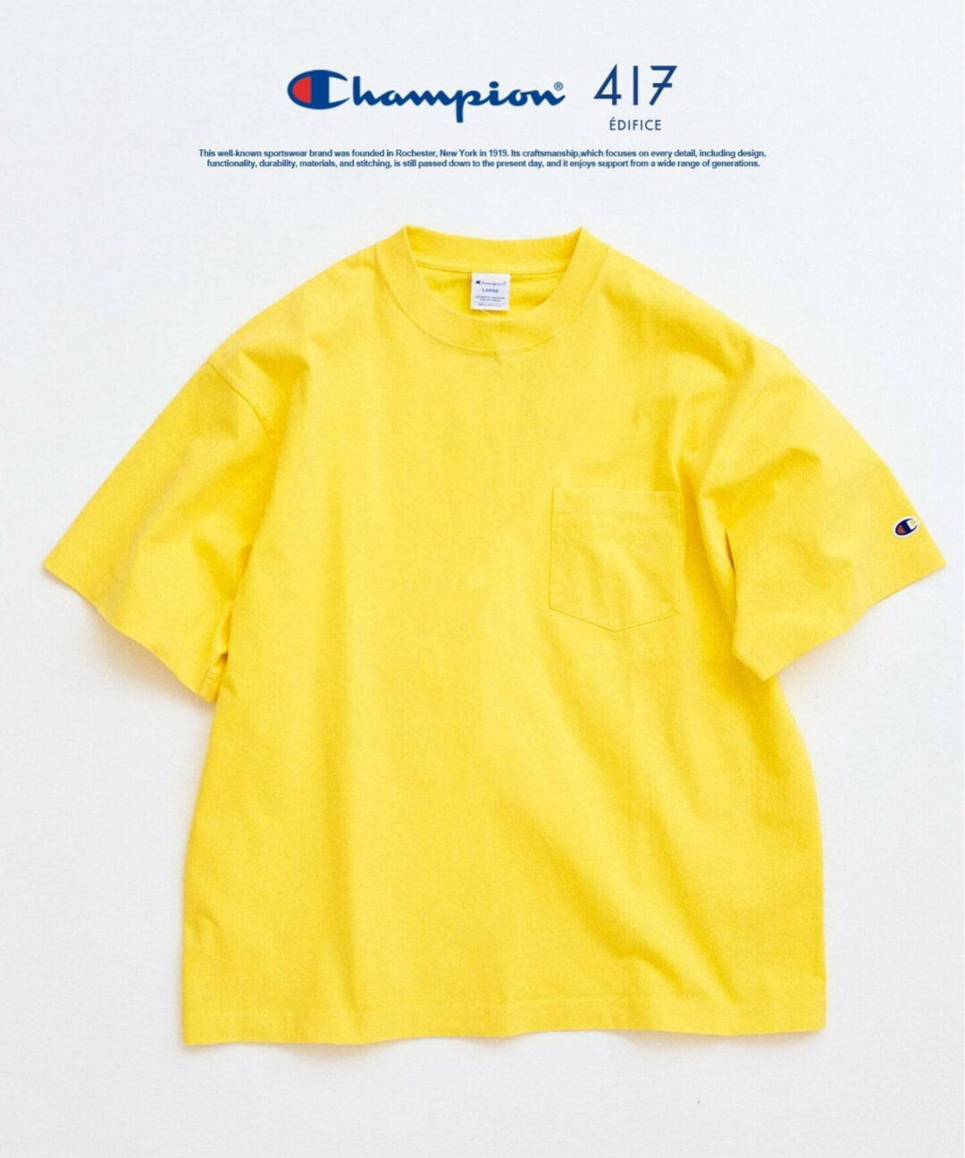 417 EDIFICE × Champion 2026 SS 別注 “Bleach Wash Pocket Tシャツ”が4月上旬 発売 (エディフィス チャンピオン)